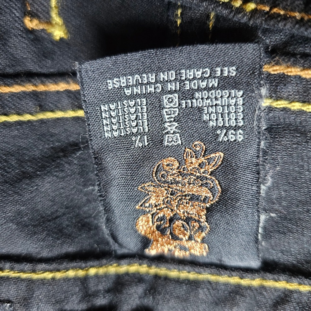Ed Hardy Christian Audigier Womens Black Straight Leg Jeans Geisha Embroidery 28 - Picture 8 of 11